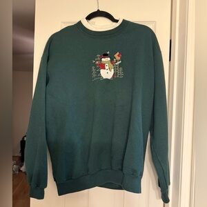 Green Snowman Sweater L